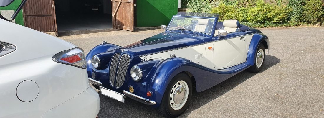 Classic car blue & white